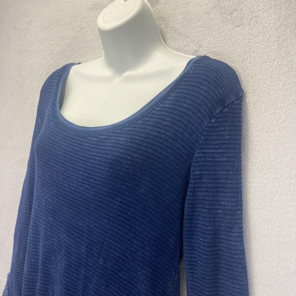 ABLE Waffle Knit Long Sleeve Dress Sz Medium Distressed Boho Anthropologie Blue - Picture 8 of 14